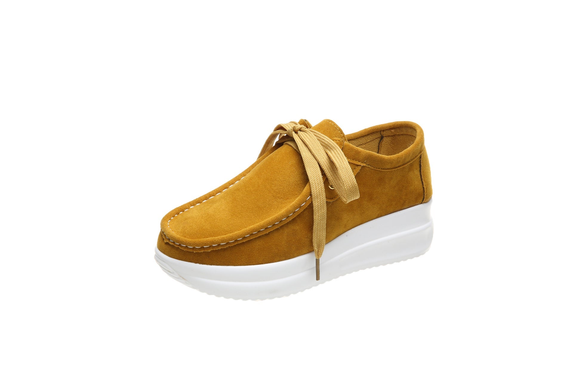 Brown Faux Leather Platform Loafers Casual for Women
