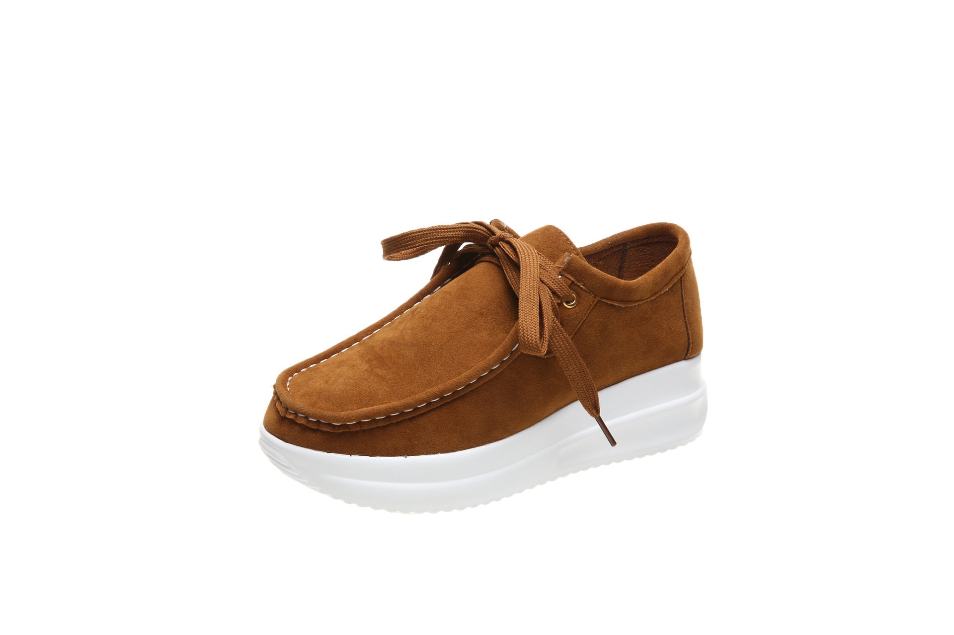 Brown Faux Leather Platform Loafers Casual for Women