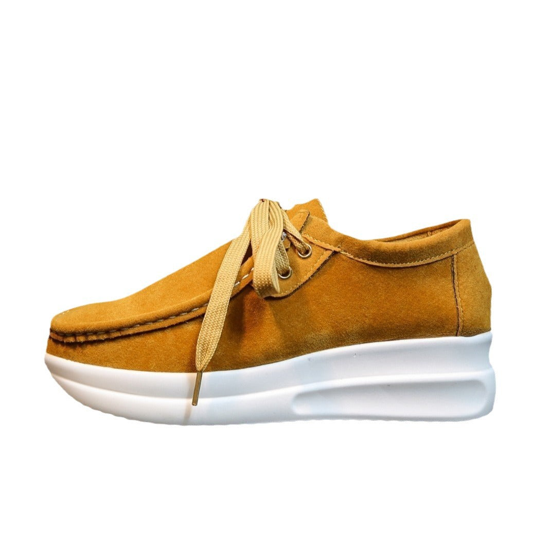 Brown Faux Leather Platform Loafers Casual for Women