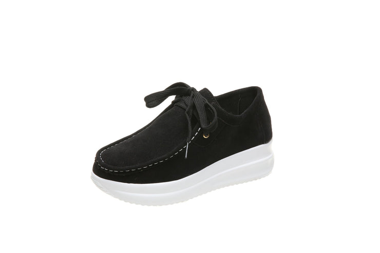 Brown Faux Leather Platform Loafers Casual for Women