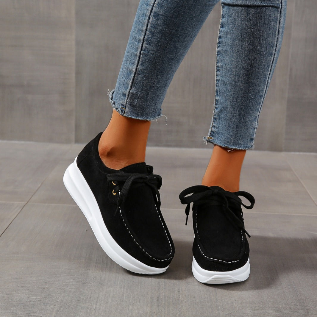 Brown Faux Leather Platform Loafers Casual for Women